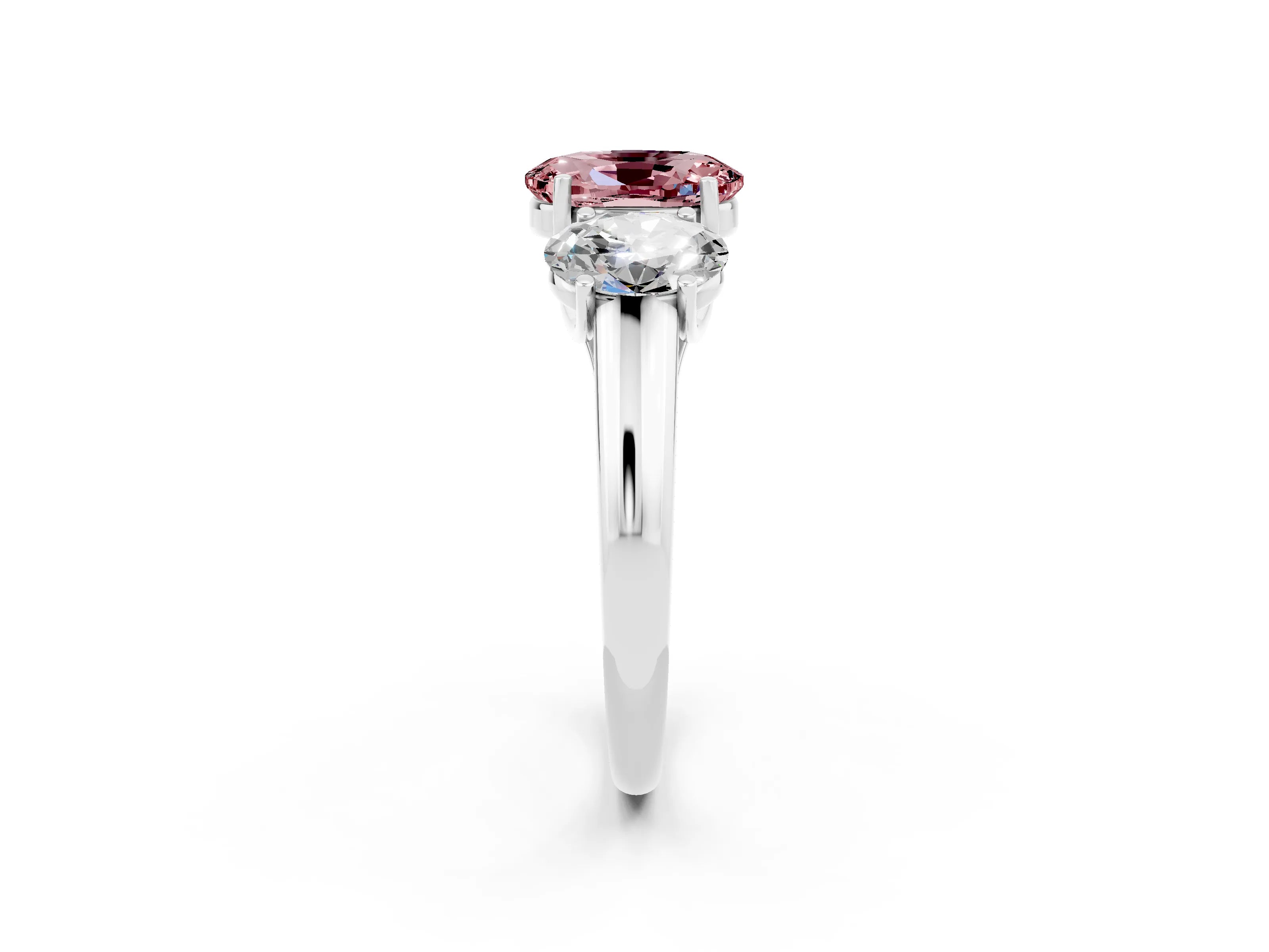 White gold Three-Stone Oval Cut Morganite Engagement Ring with Prong Setting_2