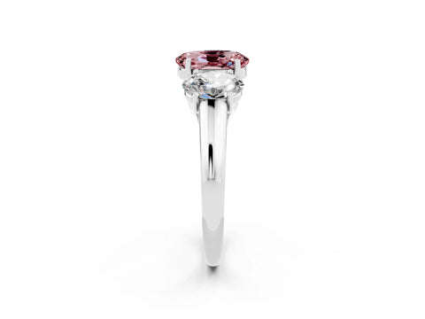 White gold Three-Stone Oval Cut Morganite Engagement Ring with Prong Setting_2