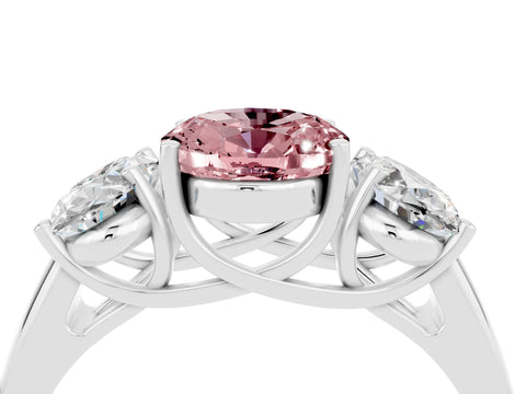 White gold Three-Stone Oval Cut Morganite Engagement Ring with Prong Setting_4