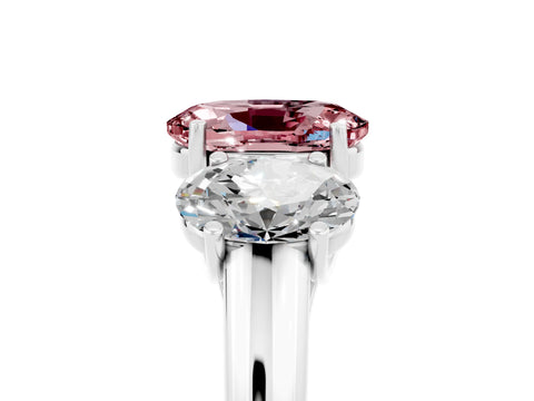 White gold Three-Stone Oval Cut Morganite Engagement Ring with Prong Setting_5