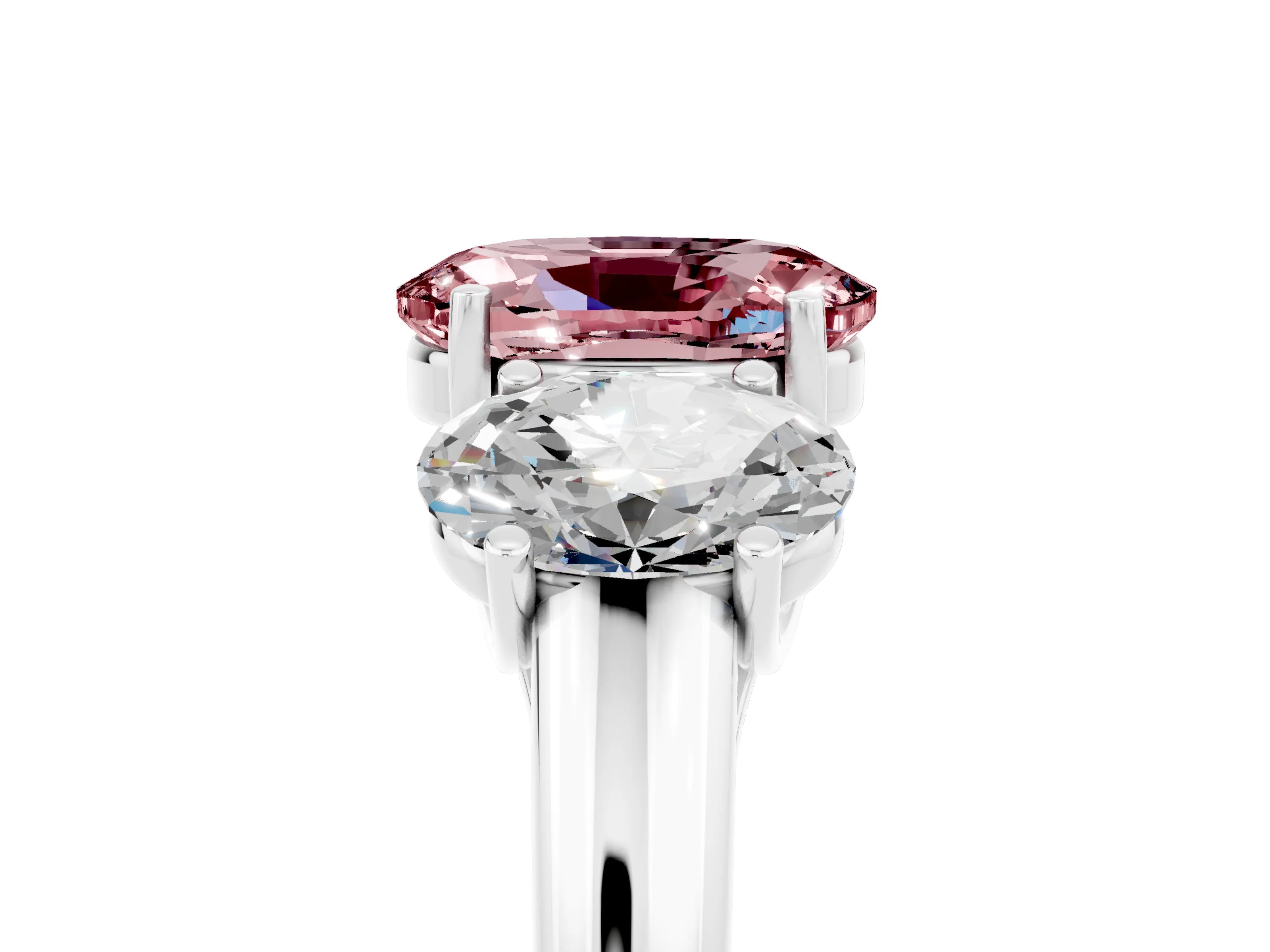 White gold Three-Stone Oval Cut Morganite Engagement Ring with Prong Setting_5