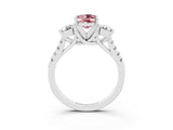 White gold Three-Stone Oval Cut Morganite Pavé Band with Four-Prong Setting_3