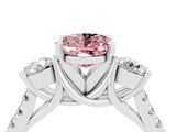 White gold Three-Stone Oval Cut Morganite Pavé Band with Four-Prong Setting_4