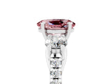 White gold Three-Stone Oval Cut Morganite Pavé Band with Four-Prong Setting_5