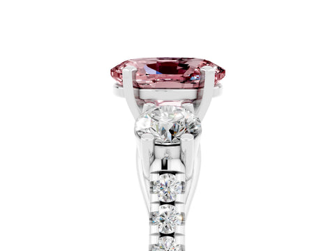 White gold Three-Stone Oval Cut Morganite Pavé Band with Four-Prong Setting_5