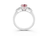White gold Three-Stone Oval Cut Morganite Ring with Pear Side Stones and Four-Prong Setting_3
