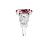 White gold Three-Stone Oval Cut Morganite Ring with Pear Side Stones and Four-Prong Setting_5