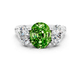White gold Three-Stone Oval Cut Peridot Braided Band Ring with Four-Prong Setting_12