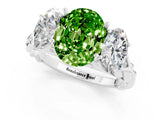White gold Three-Stone Oval Cut Peridot Braided Band Ring with Four-Prong Setting_13