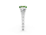 White gold Three-Stone Oval Cut Peridot Braided Band Ring with Four-Prong Setting_14