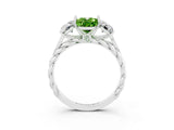 White gold Three-Stone Oval Cut Peridot Braided Band Ring with Four-Prong Setting_15