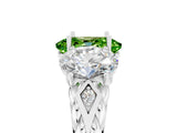 White gold Three-Stone Oval Cut Peridot Braided Band Ring with Four-Prong Setting_17