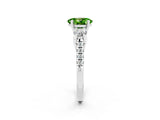 White gold Three-Stone Oval Cut Peridot Pavé Band with Four-Prong Setting_2