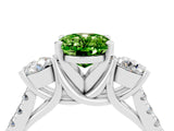White gold Three-Stone Oval Cut Peridot Pavé Band with Four-Prong Setting_4