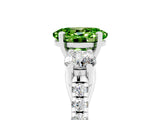 White gold Three-Stone Oval Cut Peridot Pavé Band with Four-Prong Setting_5