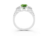 White gold Three-Stone Oval Cut Peridot Ring with Pavé Band and Prong Setting_15