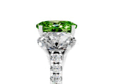 White gold Three-Stone Oval Cut Peridot Ring with Pavé Band and Prong Setting_17