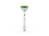 White gold Three-Stone Oval Cut Peridot Ring with Pear  Side Stones in Four-Prong Setting_14