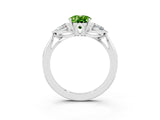 White gold Three-Stone Oval Cut Peridot Ring with Pear  Side Stones in Four-Prong Setting_15
