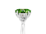 White gold Three-Stone Oval Cut Peridot Ring with Pear  Side Stones in Four-Prong Setting_17