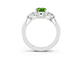 White gold Three-Stone Oval Cut Peridot Ring with Pear  Side Stones in Four-Prong Setting_51