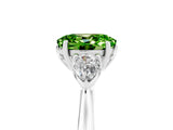 White gold Three-Stone Oval Cut Peridot Ring with Pear  Side Stones in Four-Prong Setting_53