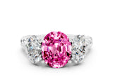 White gold Three-Stone Oval Cut Pink Sapphire Braided Band Ring with Four-Prong Setting_36