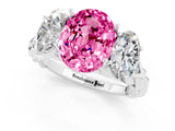 White gold Three-Stone Oval Cut Pink Sapphire Braided Band Ring with Four-Prong Setting_37