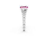 White gold Three-Stone Oval Cut Pink Sapphire Braided Band Ring with Four-Prong Setting_38