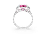 White gold Three-Stone Oval Cut Pink Sapphire Braided Band Ring with Four-Prong Setting_39