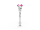 White gold Three-Stone Oval Cut Pink Sapphire Pavé Band with Four-Prong Setting_44