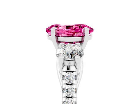 White gold Three-Stone Oval Cut Pink Sapphire Pavé Band with Four-Prong Setting_47