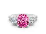 White gold Three-Stone Oval Cut Pink Sapphire Pavé Band with Four-Prong Setting_48