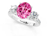 White gold Three-Stone Oval Cut Pink Sapphire Pavé Band with Four-Prong Setting_49