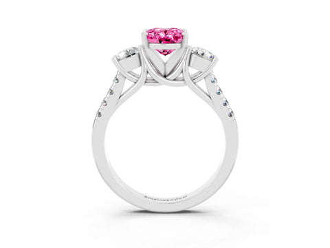 White gold Three-Stone Oval Cut Pink Sapphire Pavé Band with Four-Prong Setting_51