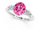 White gold Three-Stone Oval Cut Pink Sapphire Ring with Pear  Side Stones in Four-Prong Setting_13
