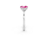 White gold Three-Stone Oval Cut Pink Sapphire Ring with Pear  Side Stones in Four-Prong Setting_14