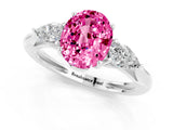 White gold Three-Stone Oval Cut Pink Sapphire Ring with Pear  Side Stones in Four-Prong Setting_49
