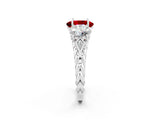 White gold Three-Stone Oval Cut Ruby Braided Band Ring with Four-Prong Setting_14