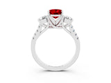 White gold Three-Stone Oval Cut Ruby Pavé Band with Four-Prong Setting_3