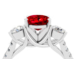 White gold Three-Stone Oval Cut Ruby Pavé Band with Four-Prong Setting_4