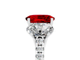 White gold Three-Stone Oval Cut Ruby Ring with Pavé Band and Prong Setting_17