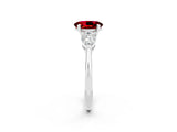 White gold Three-Stone Oval Cut Ruby Ring with Pear Side Stones and Four-Prong Setting_2