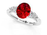 White gold Three-Stone Oval Cut Ruby Ring with Pear  Side Stones in Four-Prong Setting_13