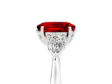White gold Three-Stone Oval Cut Ruby Ring with Pear  Side Stones in Four-Prong Setting_17