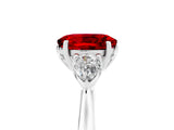 White gold Three-Stone Oval Cut Ruby Ring with Pear  Side Stones in Four-Prong Setting_53