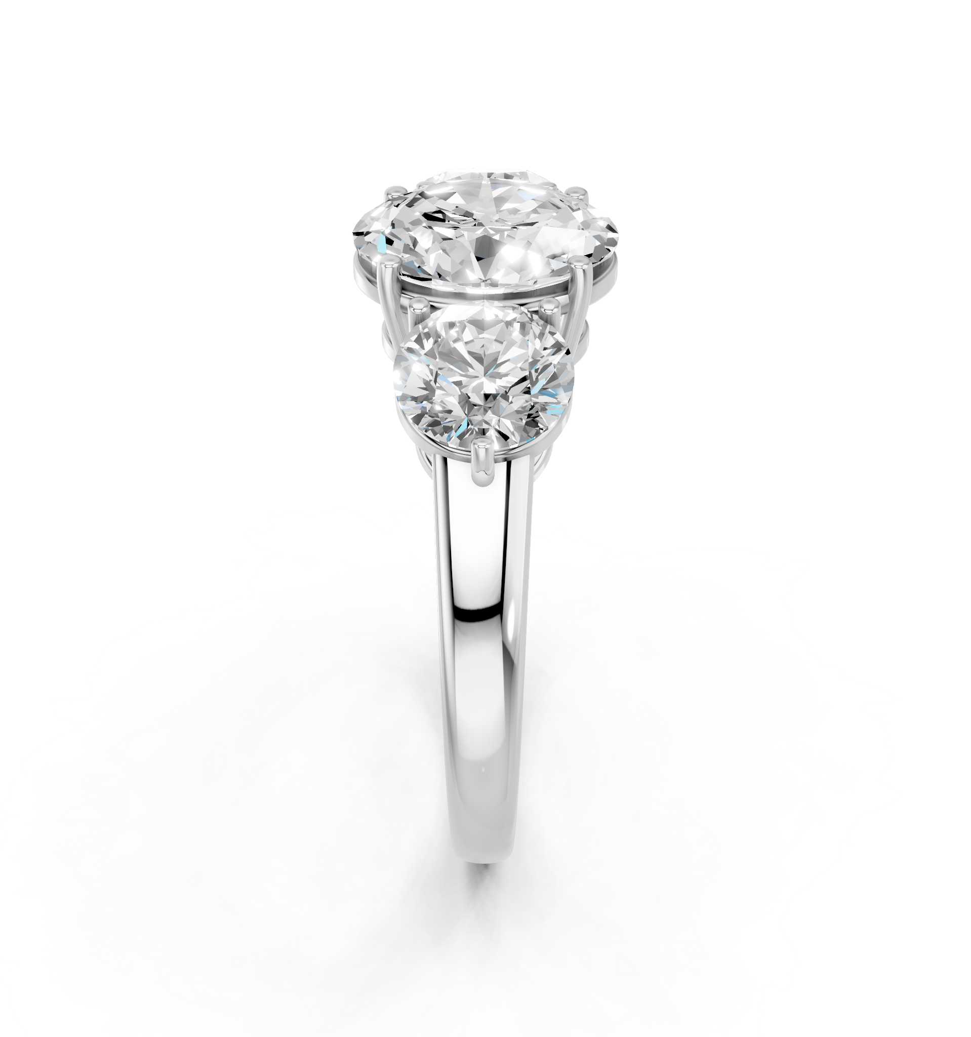 White gold Three-Stone Oval Cut Solitaire Ring with Prong Setting on a Classic Band_21