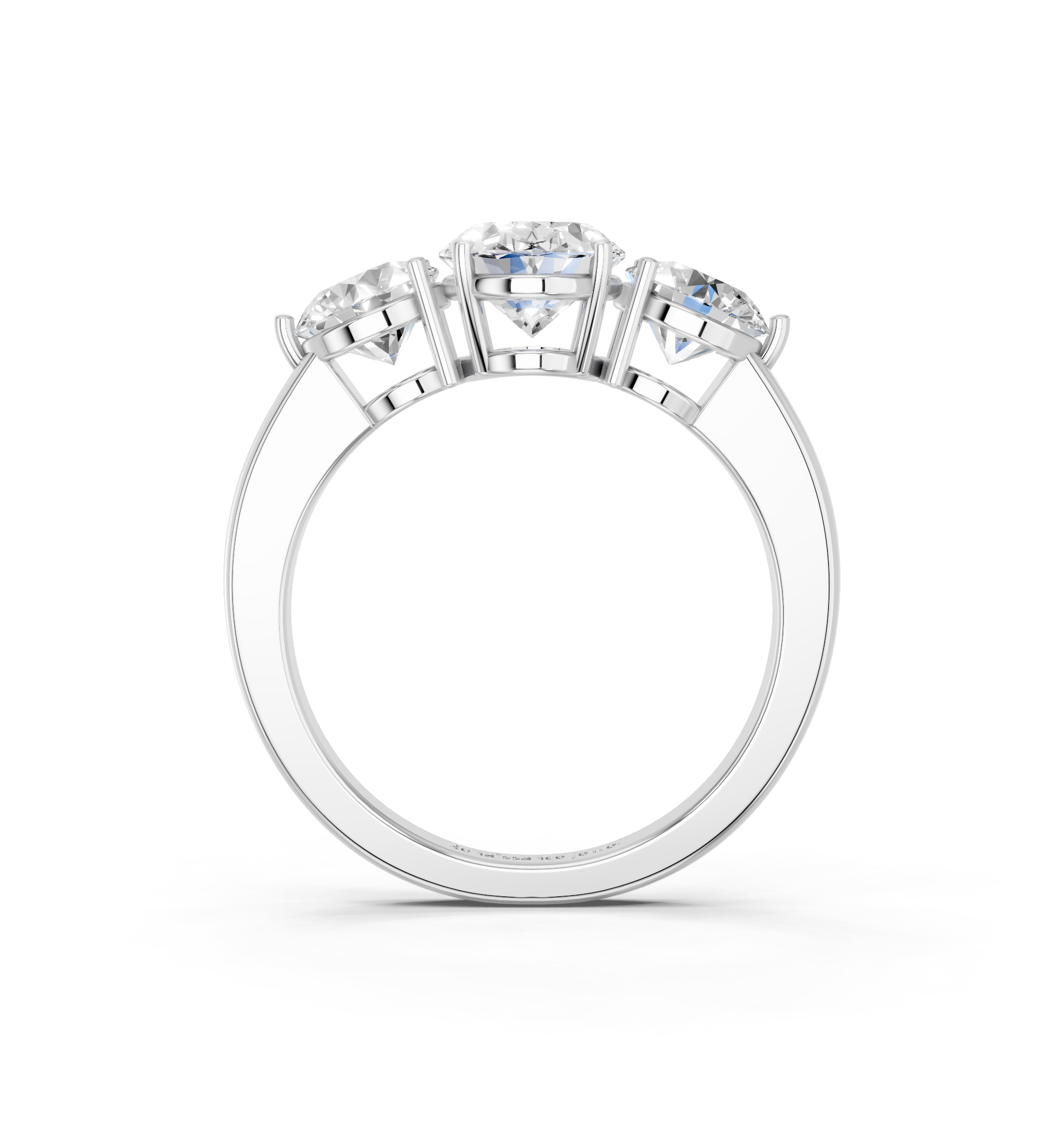 White gold Three-Stone Oval Cut Solitaire Ring with Prong Setting on a Classic Band_22