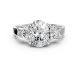 White gold Three-Stone Oval Cut Solitaire Ring with Prong Setting_3