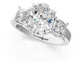 White gold Three-Stone Oval Cut Solitaire Ring with Prong Setting_4